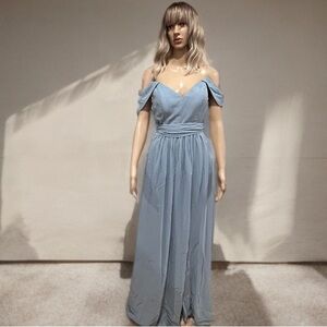 JJs House Light Blue Off-Shoulder Maxi Dress